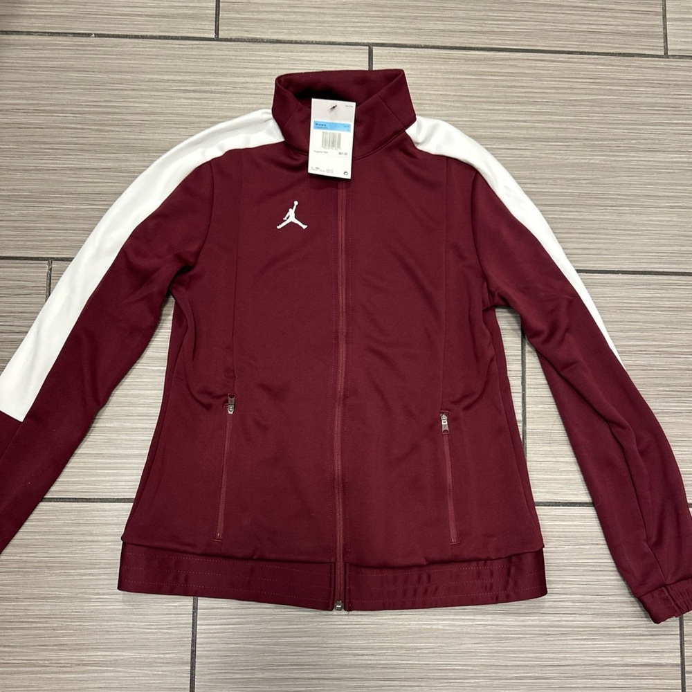 Women’s Nike Air Jordan Team Warmup Jacket Size Medium Maroon Full Zip. New!